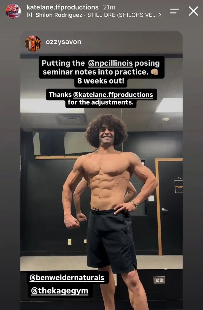 Kate Lane / FF Productions Instagram story featuring Ozzy Savon