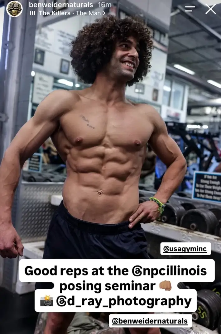 Ben Weider Naturals Instagram story featuring Ozzy Savon